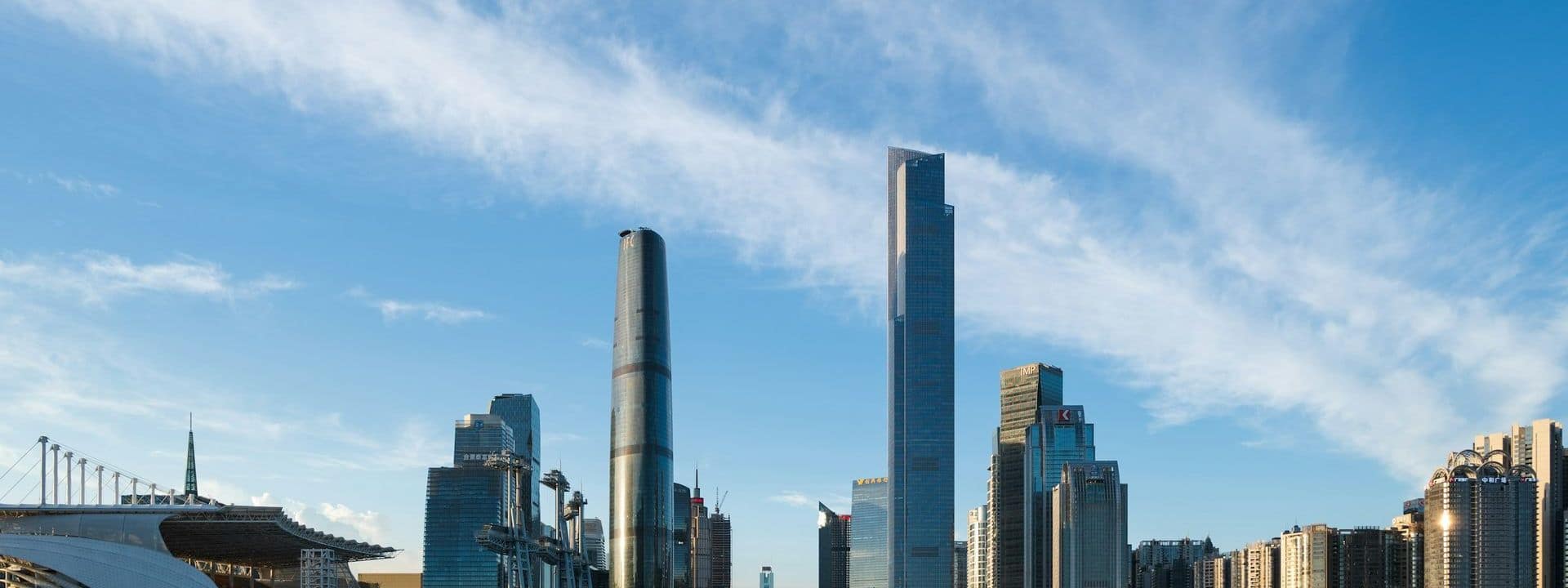 广州天河CBD珠江新城全景,广州东塔、西塔与珠江